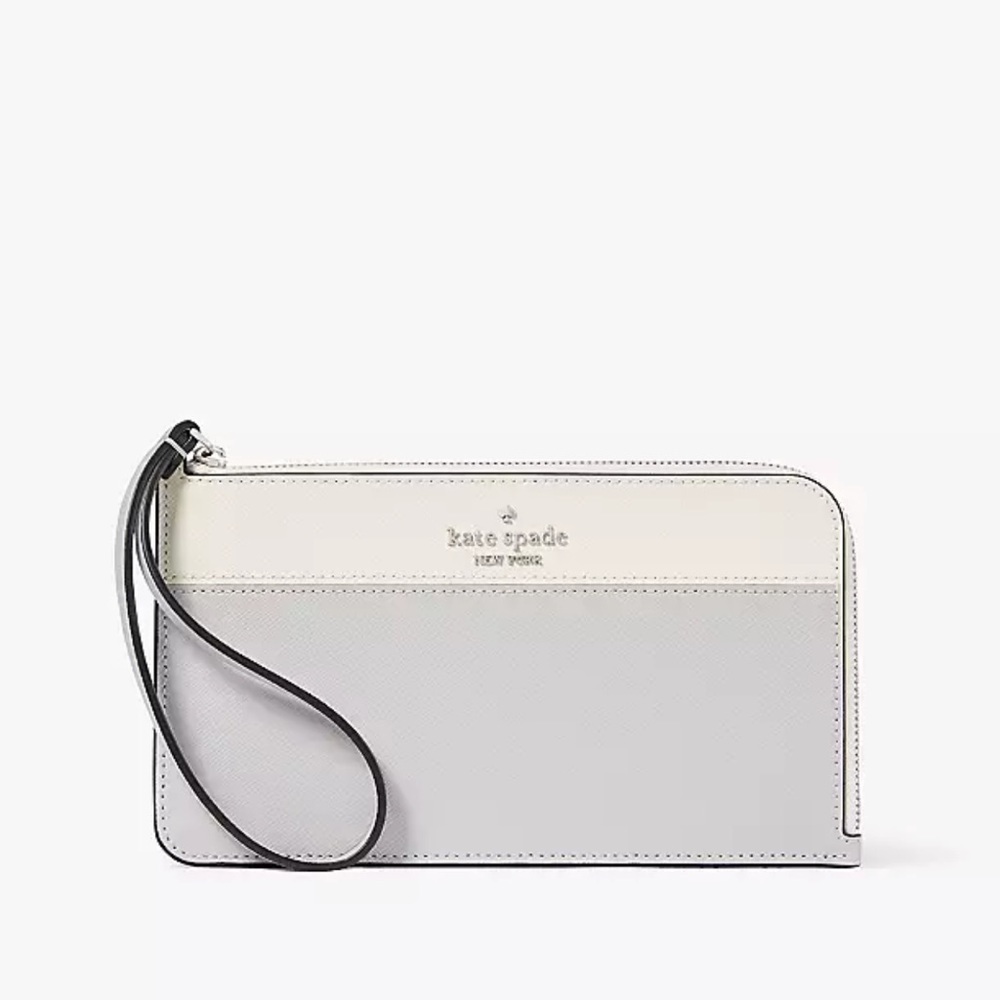 Kate Spade Lucy Medium L-Zip Wristlet 
COLOR: Platinum Grey Multi 
NWT